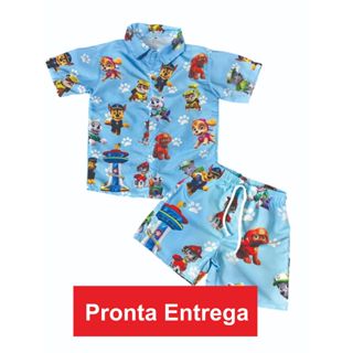 Conjunto Masculino Festa Aniversario Patrulha Canina em Oferta na Shopee