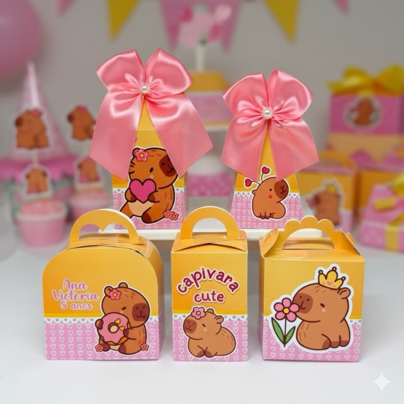Kit Festa Caixinha Personalizadas Capivara (PEGUE E MONTE)Lembracinhas de Aniversário
