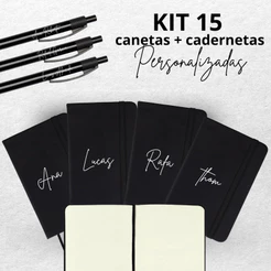KIT 15 CANETAS + 15 CADERNETAS PERSONALIZADAS BOAS VINDAS EMPRESA,LOGO, NOME