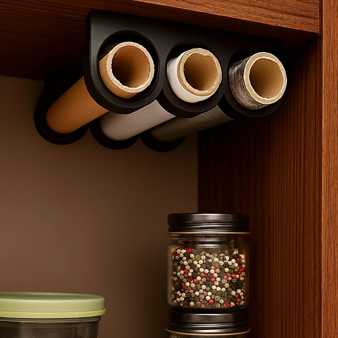 Suporte Suspenso para Armário: Organizador de Rolos de Alumínio e Plástico Filme ✨ ESTOQUE DISPONÍVEL - ENVIO IMEDIATO!🚀 em Oferta na Shopee