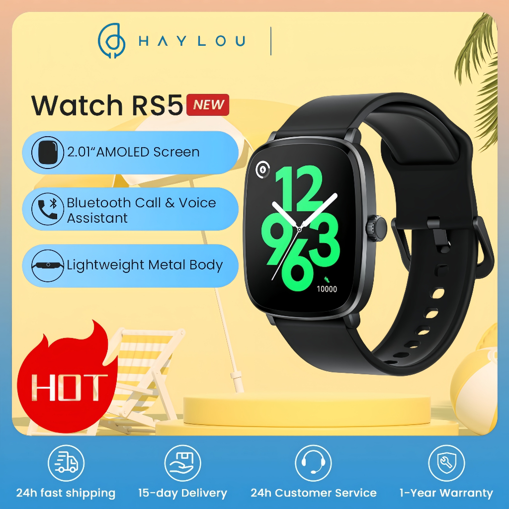 HAYLOU RS5 Smartwatch 2.01'' AMOLED HD Display Bluetooth Calling Sport Health Monitoring Smart Watch