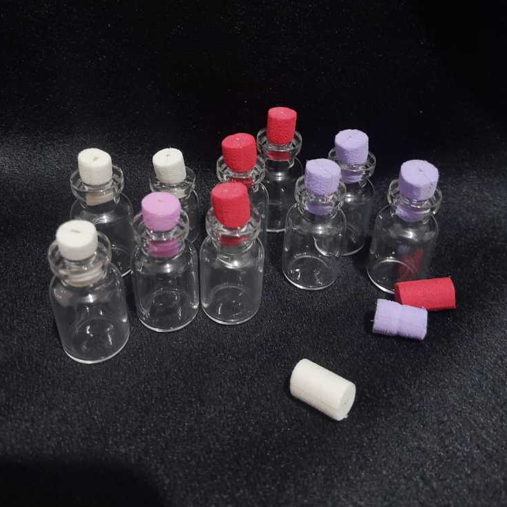 Kit 20/50/70unid Mini Vidro 2,5ml Flaconetes, penicilina , recipientes com Tampa espuma Colorida