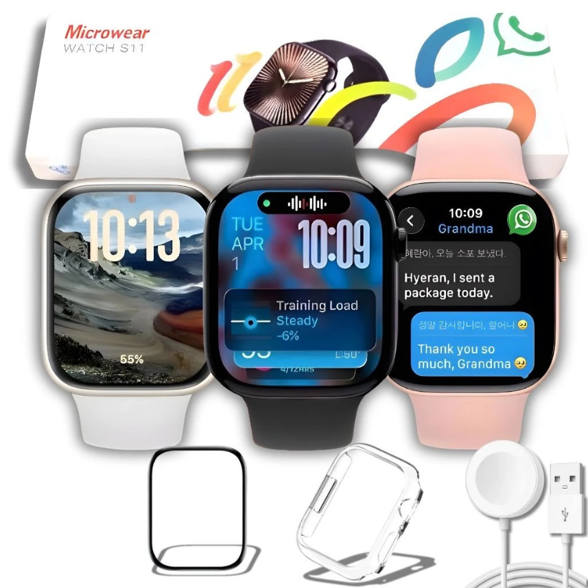 Relogio Inteligente Smartwatch Microwear S11 Series 11 Gps ChatGPT WhatsApp C 47mm Relógio — R$ 135,90 em Shopee, 34% OFF