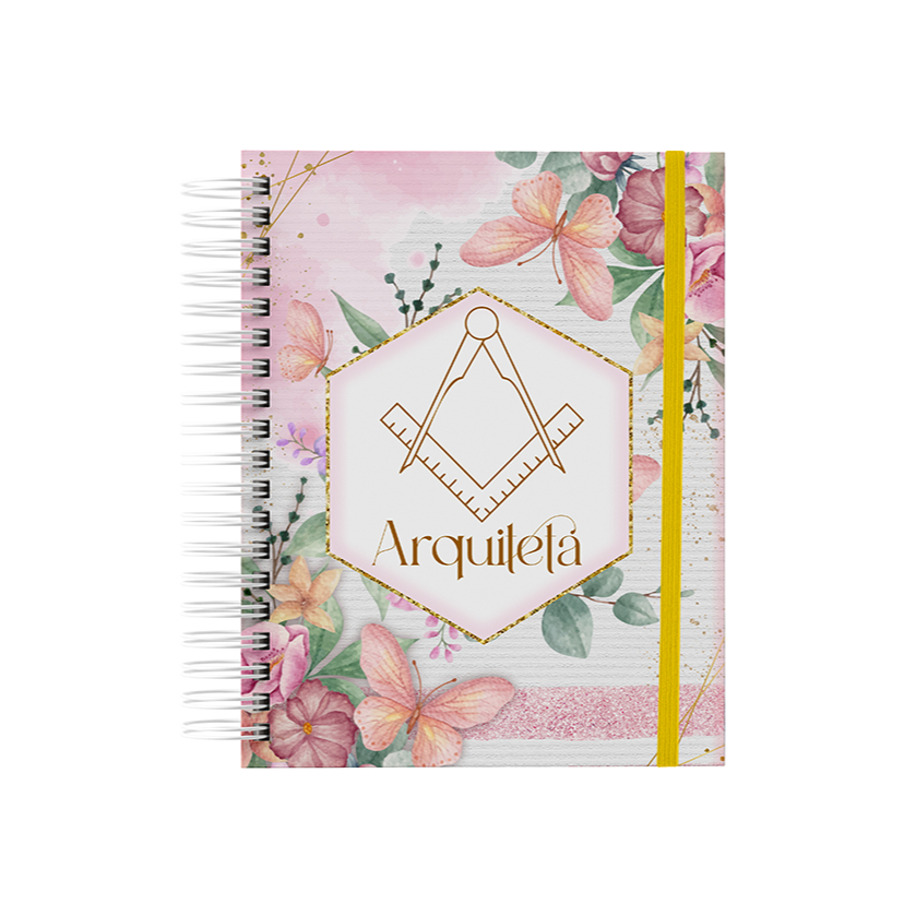 Caderno Arquiteta - Arquitetura - Tamanho A5, Colegial e Universitário - Capa Personalizada com o nome