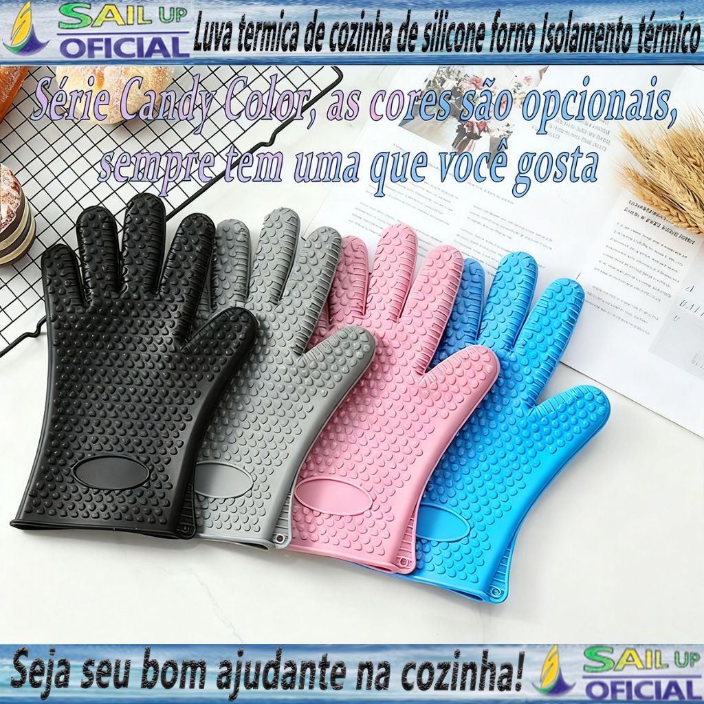 Luvas Silicone Para Forno De Cozinha Com Isolamento Térmico