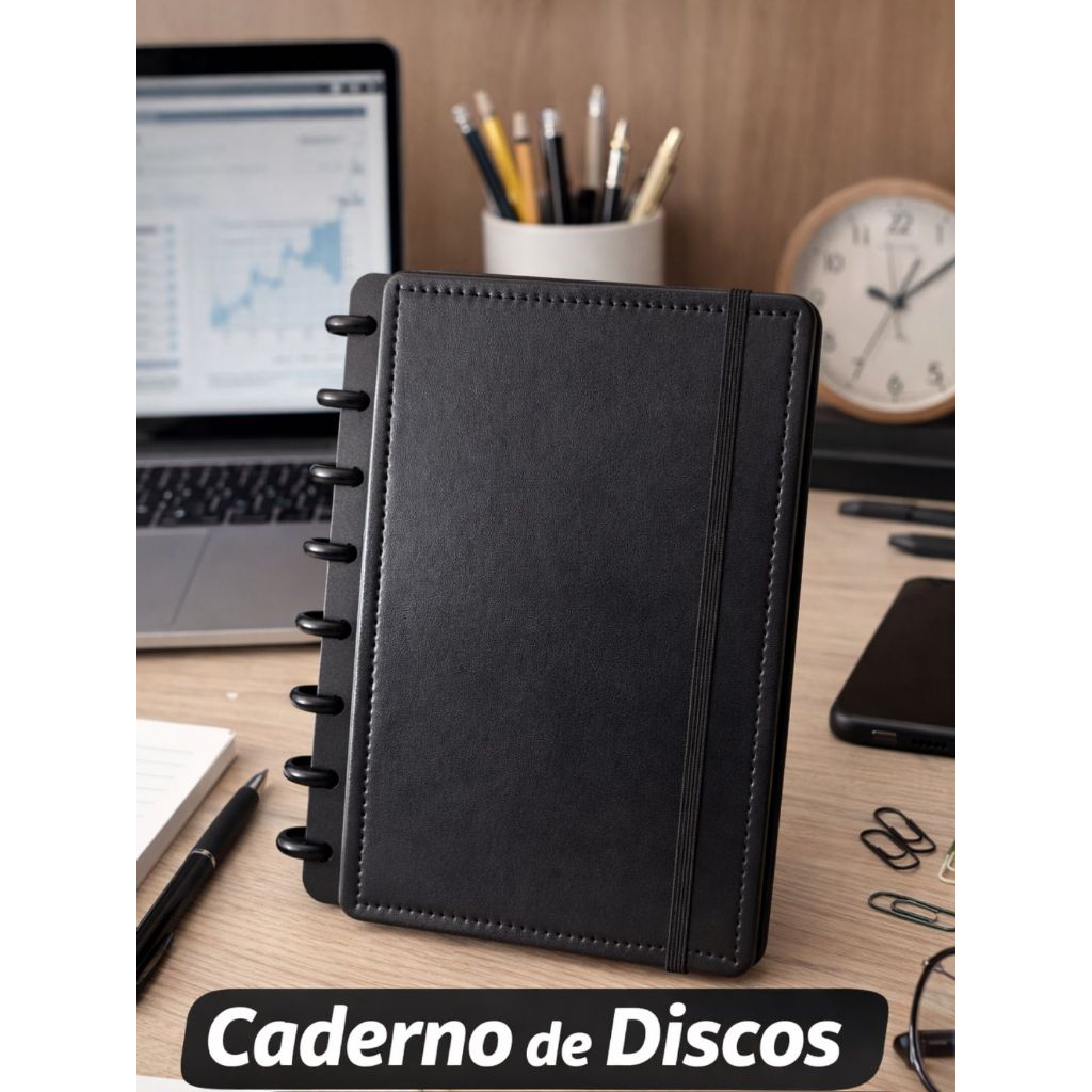 Caderno de Discos Tipo Inteligente Folha Recarregável | Capa Premium com Elástico - Tamanho A5 - 8 Discos