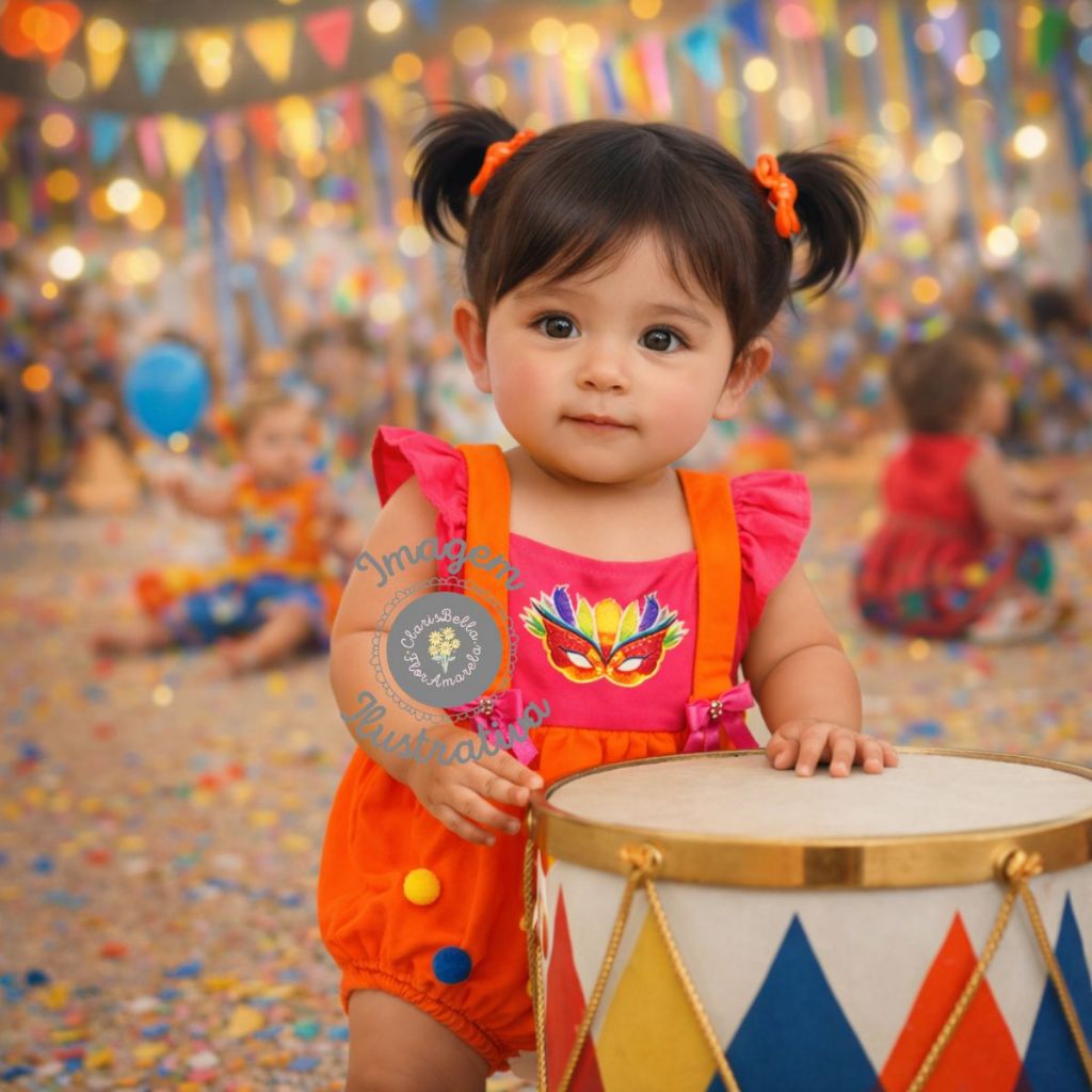 Body Romper Bebê Menina Mesversário Temático Carnaval Laranja Rosa 6 a 9 meses em Oferta na Shopee