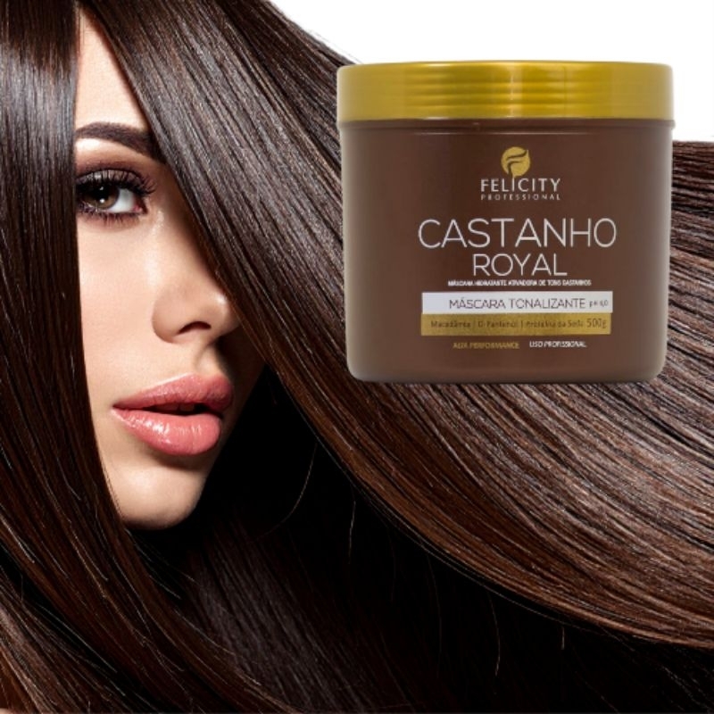 Máscara Matizadora e Tonalizante Castanho/Marrom Iluminado Royal 500 gr - Felicity Profissional