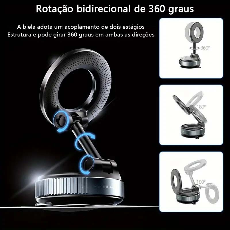 Suporte Magnético Universal 360° Dobrável para Celular  Suporte Versátil e Estável para Carro Mesa e Escritório