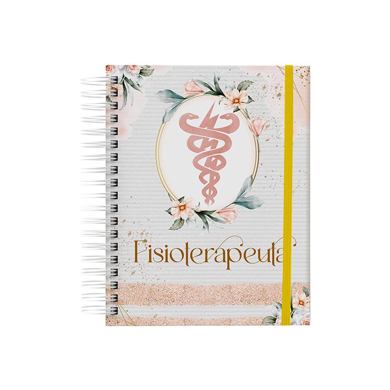 Caderno Fisioterapeuta - Fisioterapia - Tamanho A5, Colegial e Universitário - Capa Personalizada com o nome