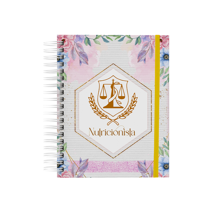 Caderno Nutricionista - Nutrição - Tamanho A5, Colegial e Universitário - Capa Personalizada com o nome