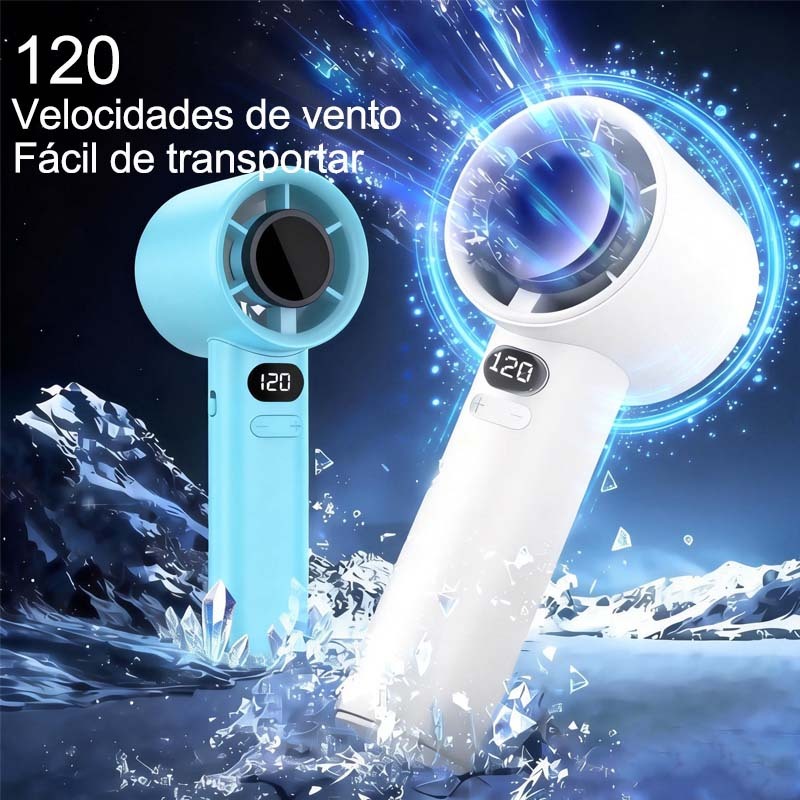 Ventilador Portátil Turbofan De 120 Velocidades Elétrico Recarregável USB Com Display Digital em Oferta na Shopee