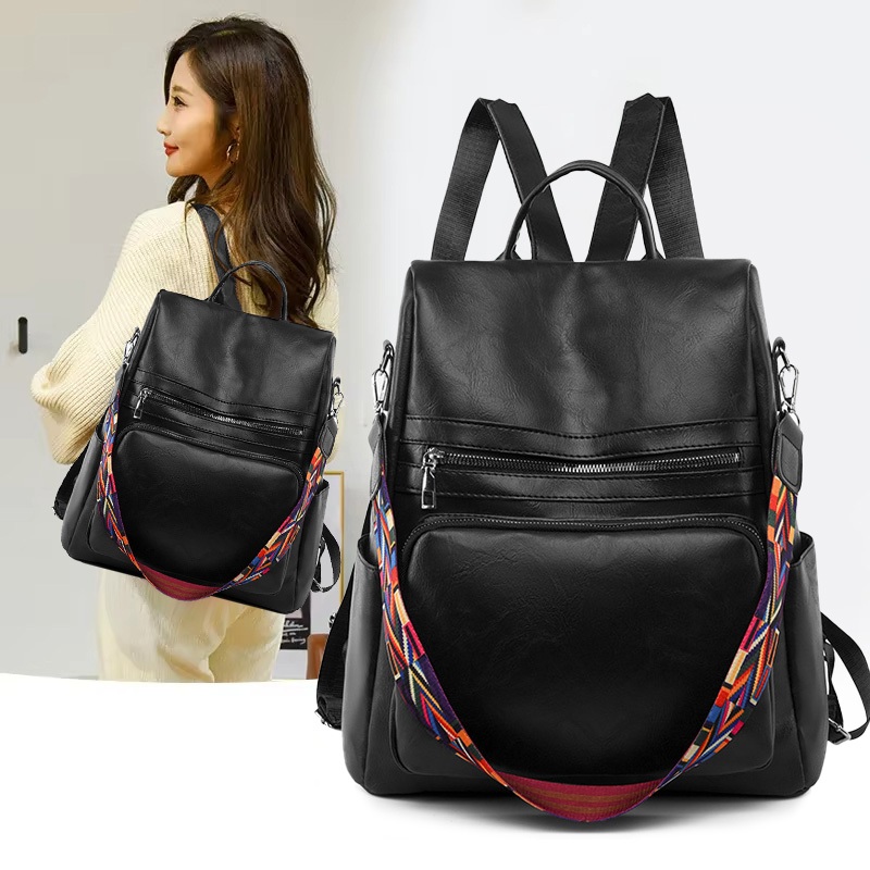 Mochila feminina grande capacidade à prova d’água, antifurto, estilo minimalista com alça de mão