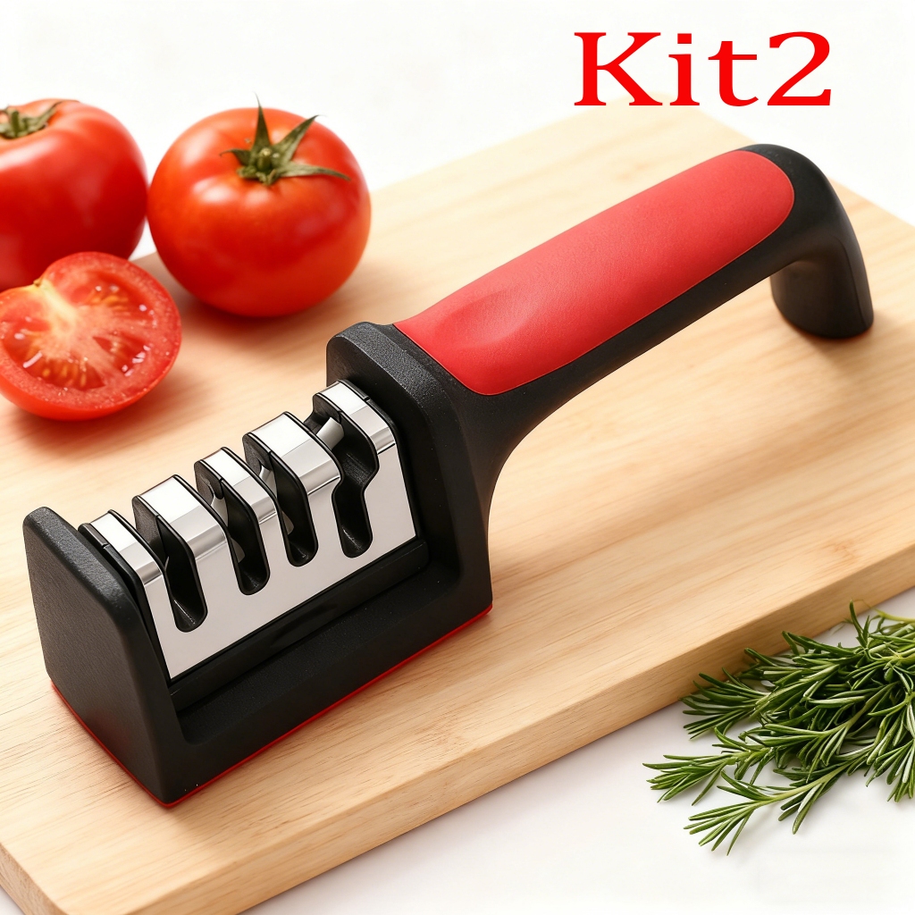 Imagem Afiador De Faca 3 Estágios Amolador Profissional Ferramenta Com Afiação Rápida Em Aço Inoxidável Promoção