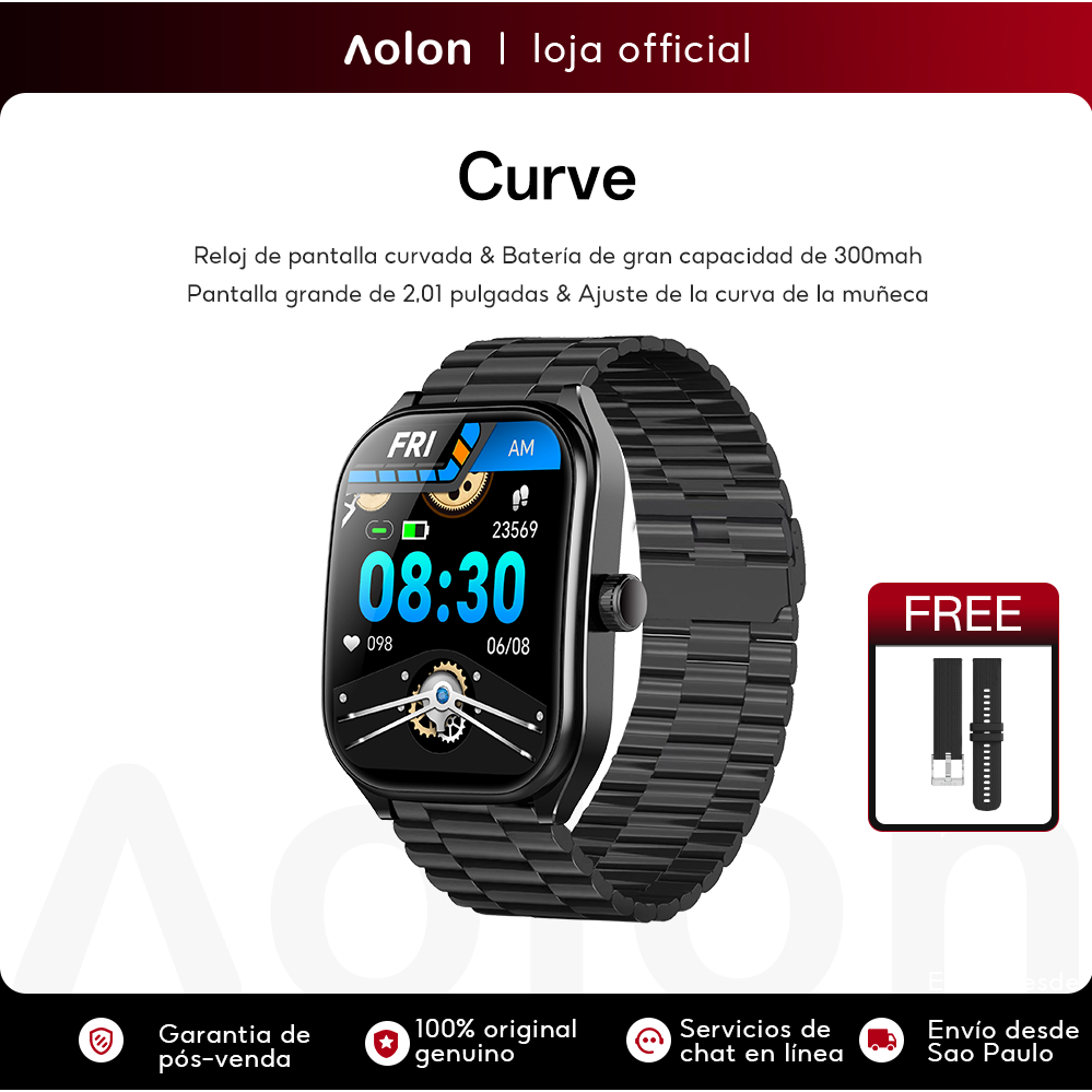 Aolon Curve Smartwatch relógio Tela HD de 2,01 inteligente masculino Bluetooth IP68 à prova d'água masculino inteligente