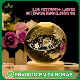 Luminária Bola de Cristal Led Mesa Globo Vidro 3d Base Madeira Decoração Abajur Presente Quarto em Oferta na Shopee