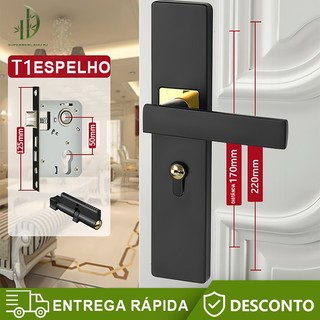 Fechadura de porta preta,Mecânica Antirroubo Com Chaves Maçaneta Entrada Para Quarto E Banheiro
