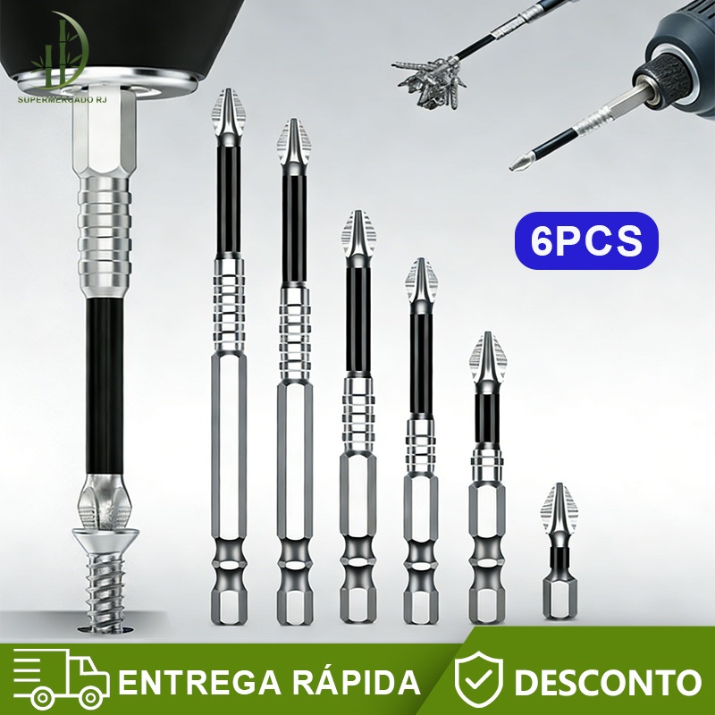 6 Pcs K5  De Bits De Chave De Fenda Magnética -Antiderrapantes Resistentes A Impactos Para Chaves Elétricas em Oferta na Shopee