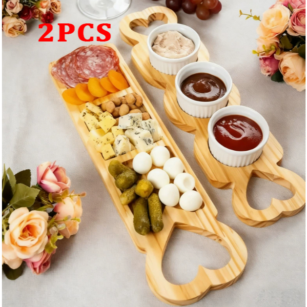 Kit 2pcs Petisqueira de Madeira Kit Petisqueira para Molhos com Trio de Ramequin de Porcelana Branc em Oferta na Shopee