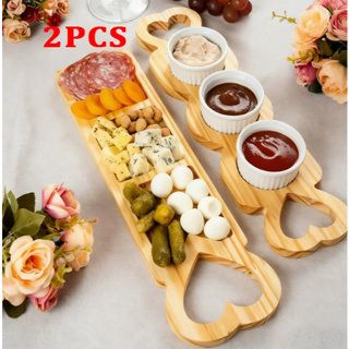Kit 2pcs Petisqueira de Madeira Kit Petisqueira para Molhos com Trio de Ramequin de Porcelana Branc em Oferta na Shopee