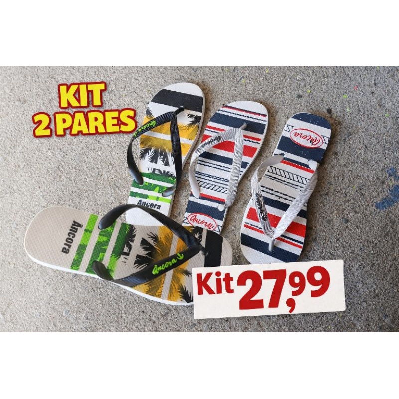 kit chinelo masculino 2 pares em Oferta na Shopee