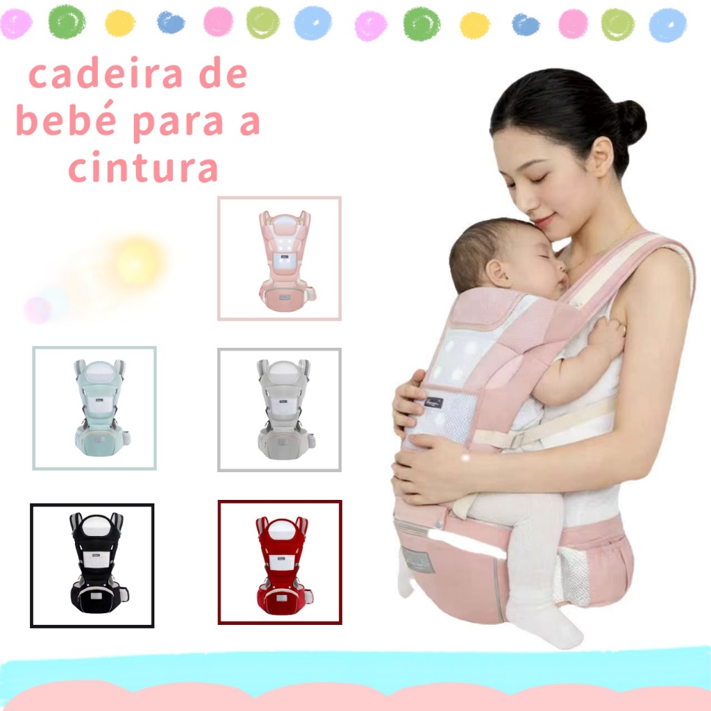 Hipseat Carrier Para Bebê Premium Passeio Banco Cintura Canguru Bebe Diversas Cores em Oferta na Shopee