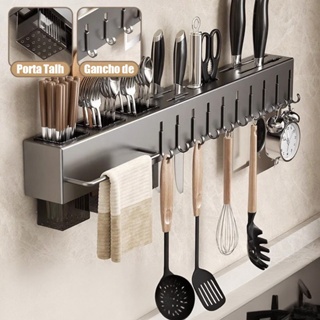 Suporte De Utensílios De Colher De Faca De Cozinha De Aço Carbono Rack De Armazenamento De Cozinha De Parede