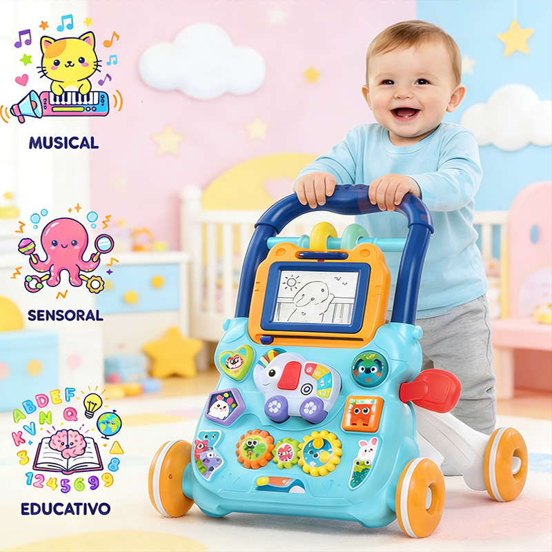 Andador Infantil Empurrador Infantil Educativo Bebê Musical Empurrador Quadro Magico Educativo P20