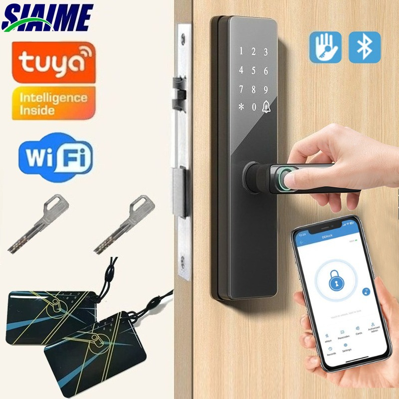 Tuya WIFI Digital Touch impressão digital Fechaduras de portas eletrônico Fechadura de combinação