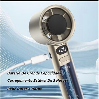 Mini Ventilador Portátil Turbo 120 Níveis Recarregável USB Display Digital M11