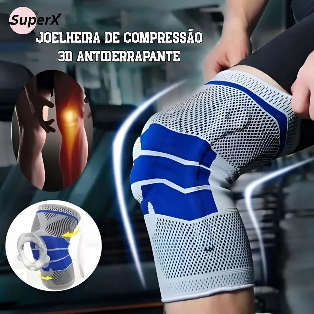 Joelheira Compressão para Joelho com Anel Silicone Estável Respirável Unissex para Esporte e Uso Diário