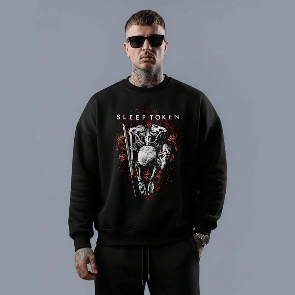 Moletom gola careca masculino blusa em algodão sleep token band take me back to eden granite