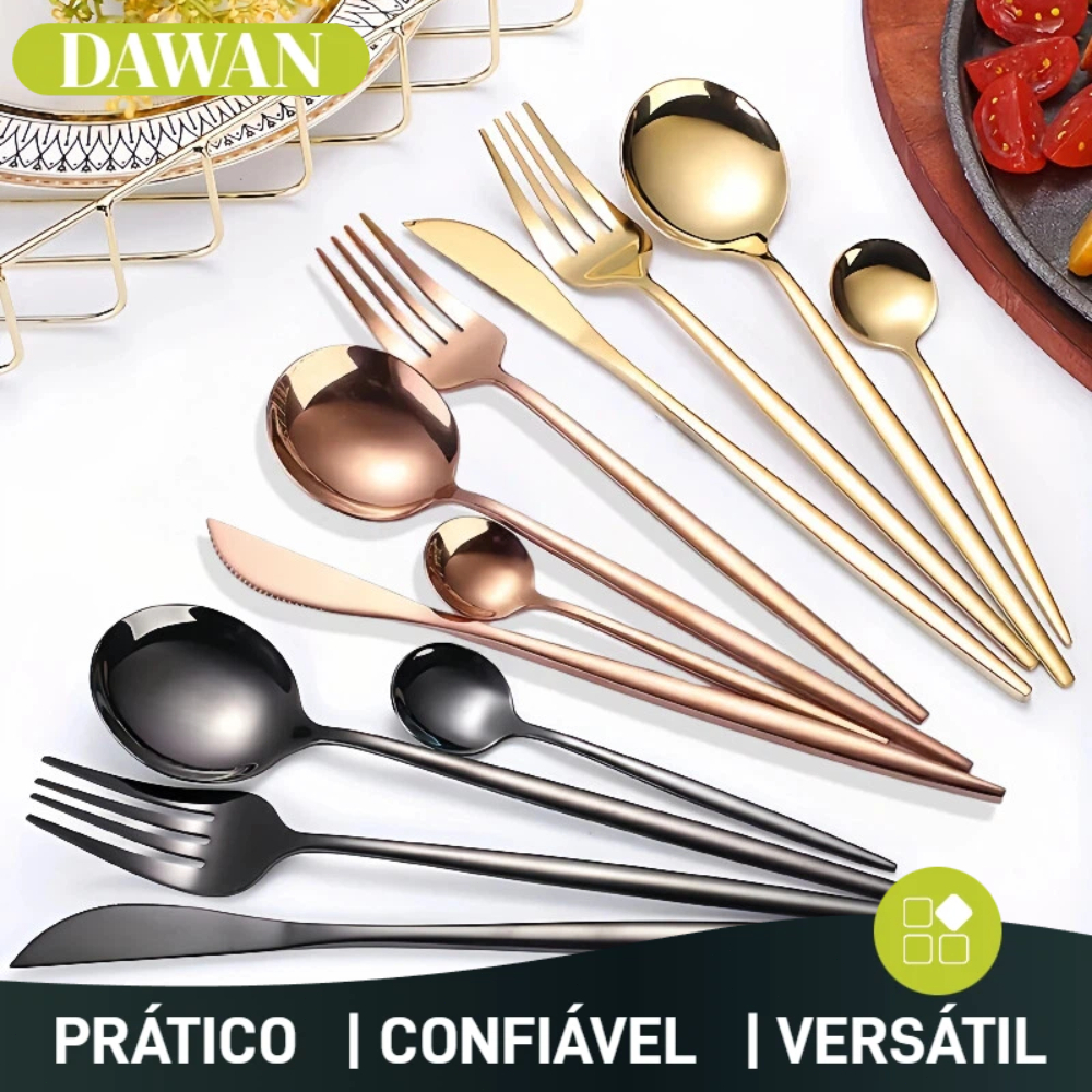 24 peças Jogo Talheres Inox  Slim faqueiro Em Aço para cozinha utensílios domésticos em Oferta na Shopee
