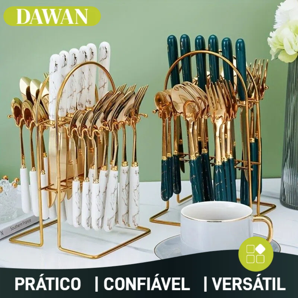 Kit 24 peças Talheres Colher Garfo Faca aço inoxidável de luxo  (Sem Suporte) Para Casa e Catering de Hotel em Oferta na Shopee