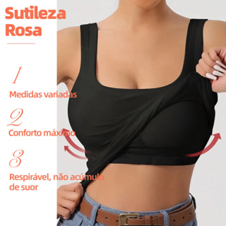 Blusa Feminina com Bojo Embutido sem costuras cor sólida– Modela, Sustenta e Dispensa Sutiã 9260 em Oferta na Shopee