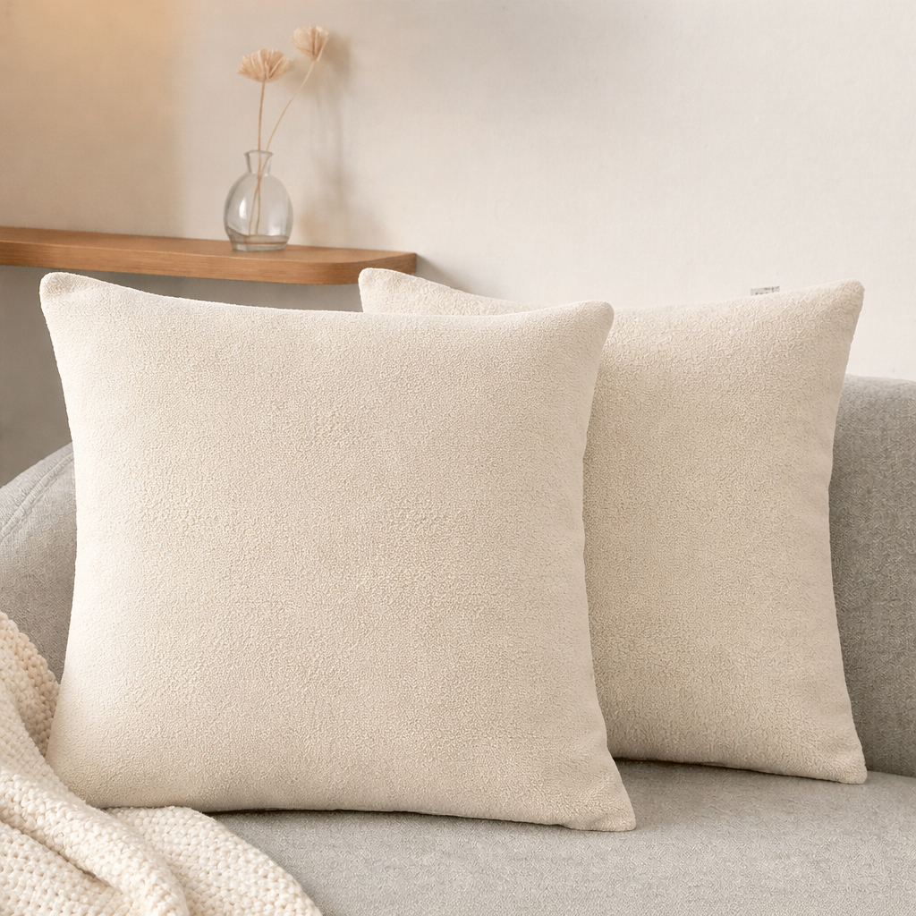 Kit Capa de Almofada Bouclé Deluxe com Zíper Invisível 42cm x 42cm Toque Extra Macio