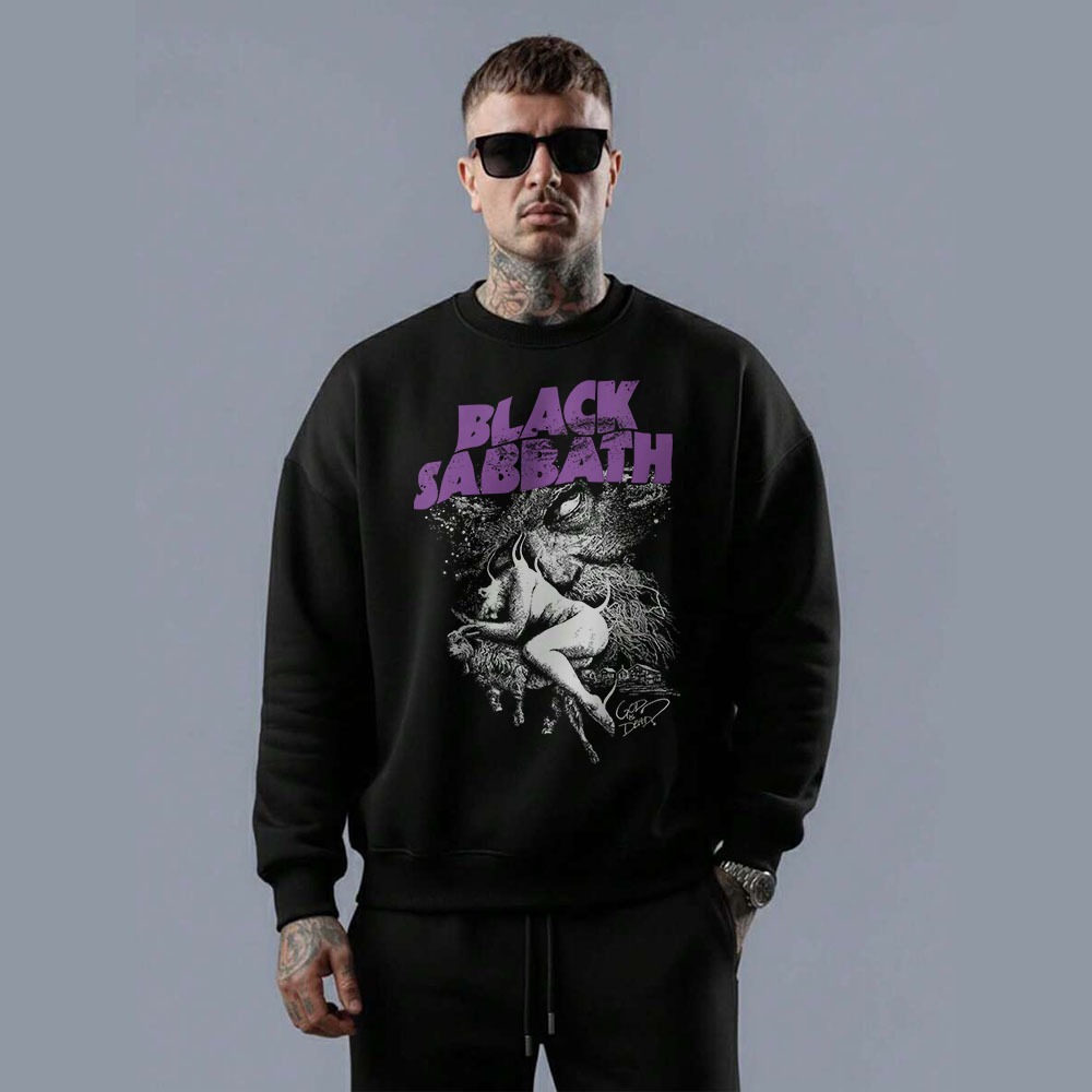 Moletom gola careca masculino blusa em algodão black sabbath god is dead skull dark metal