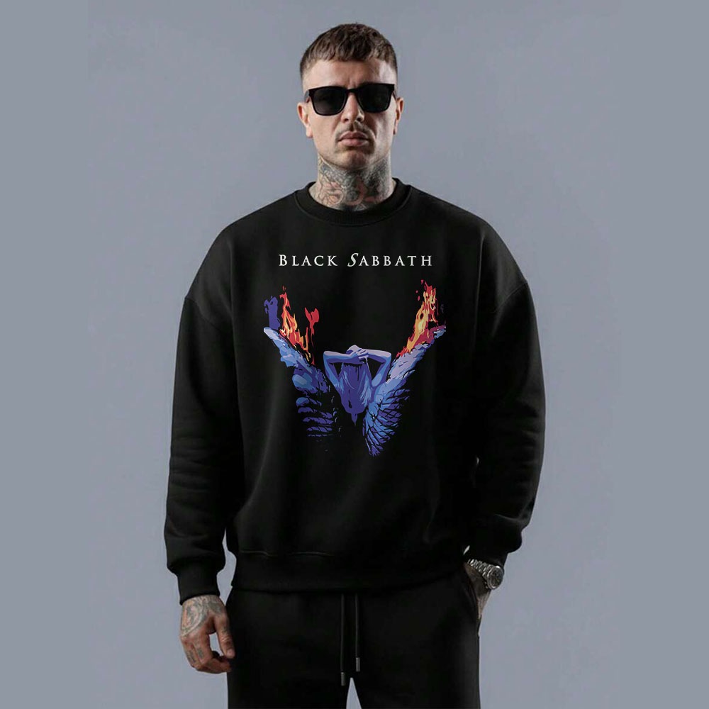 Moletom gola careca masculino blusa em algodão black sabbath children of the grave dark