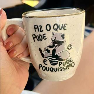 Caneca Névoa - Fiz o que pude Guaxinin - 260ml em Oferta na Shopee