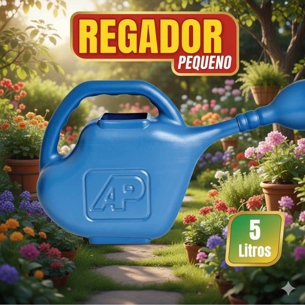 Regador Jardim Plantas 5 Litros Azul Plástico C/ Bico Chuveiro Removível