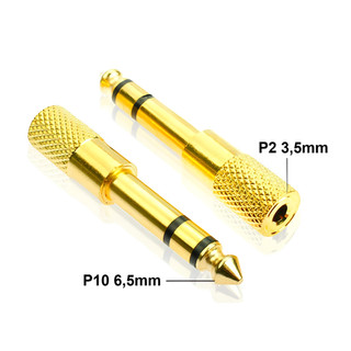 Adaptador Plug P10 e P2 mono Dourado