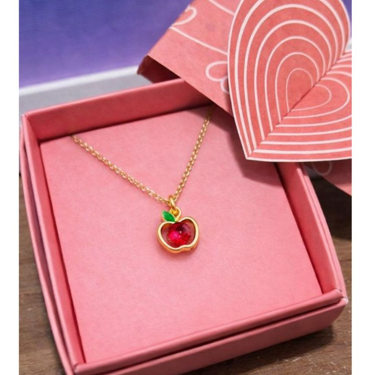 Colar Pingente Maçã Branca de Neve + Caixinha Rosa Para Presente Corrente Aço Inoxidável em Oferta na Shopee