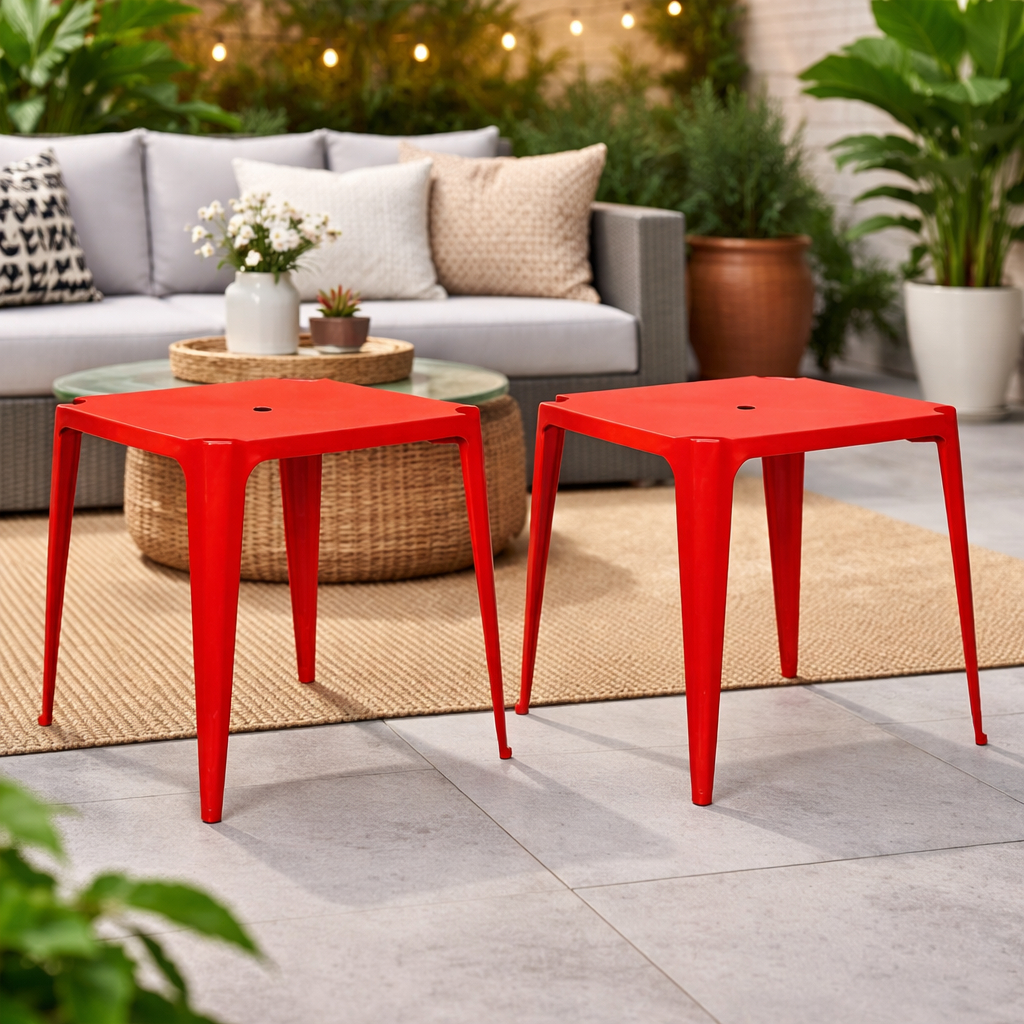Kit Com 2 Mesa de Plástico Bela Vista - Vermelha - Mor