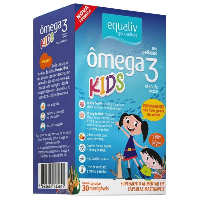Suplemento Alimentar Ômega 3 Kids Equaliv Sabor Laranja 30 Cápsulas Mastigáveis em Oferta na Shopee