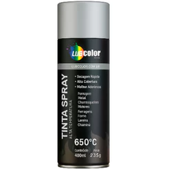 Tinta Spray Alumínio Alta Temperatura Uso Geral 400ml Madeira Plástico Metal Isopor - LUBCOLOR