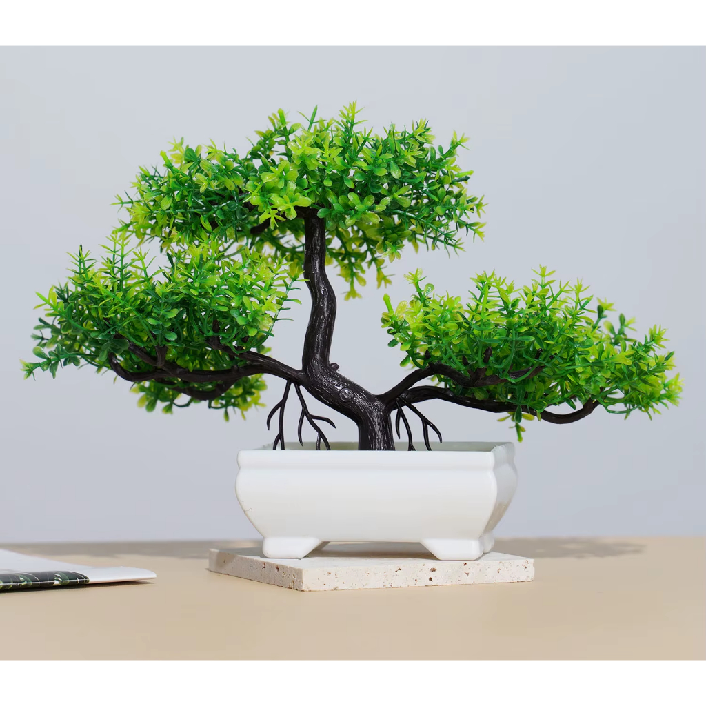 Vasinho de blástico com bonsai artificial para decoração em Oferta na Shopee
