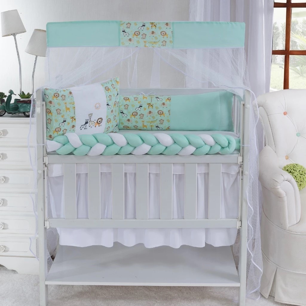 Kit Mini Berço Protetor Trança Sublimado 06 Peças Classic Menina Menino - Envio Imediato em Oferta na Shopee