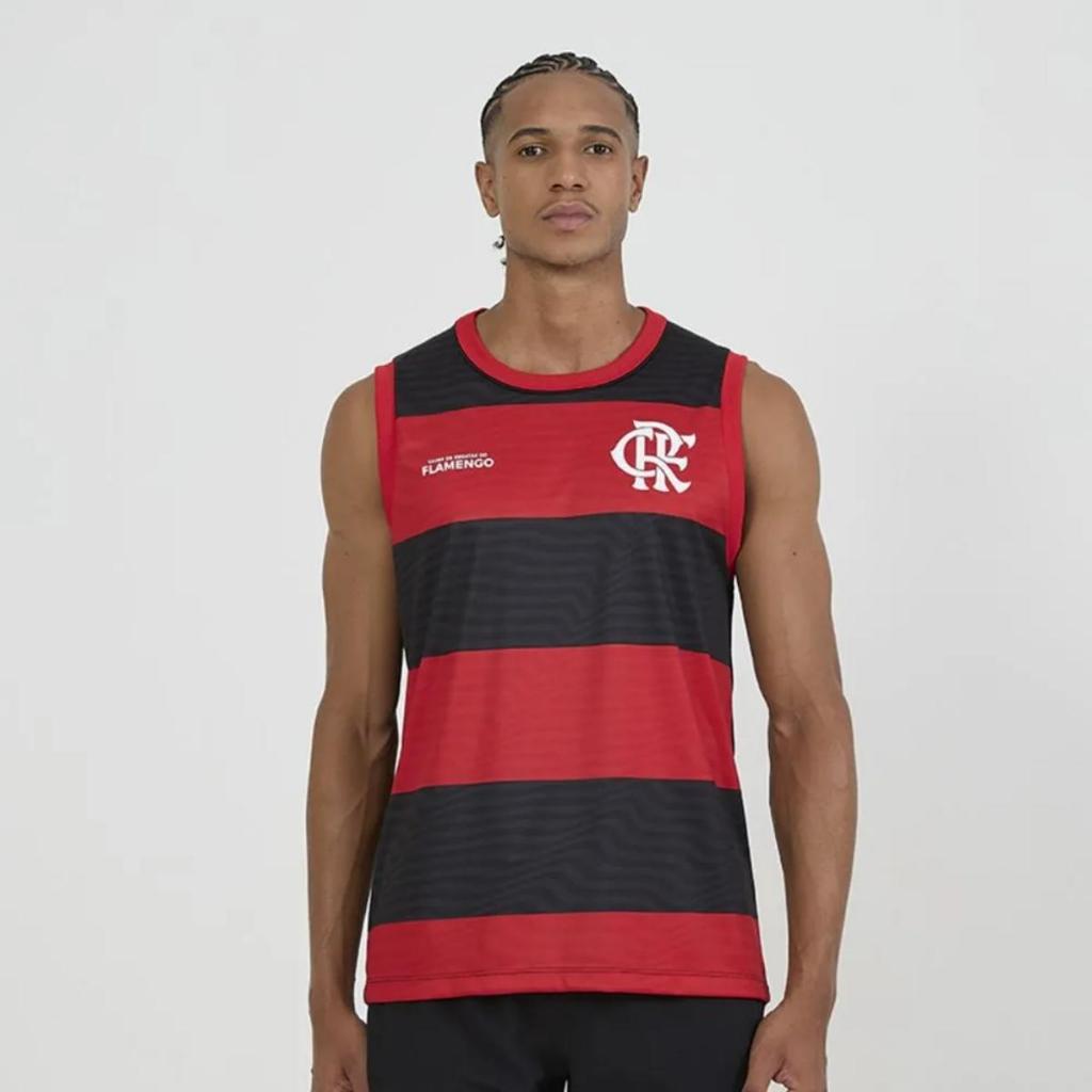 Regata Flamengo Presença Masculina - Preto e Vermelho em Oferta na Shopee
