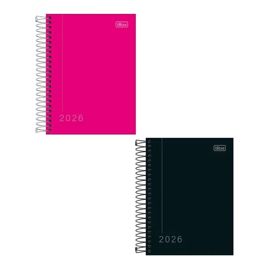 Agenda Espiral Diária 11,7 x 16,4 cm Pepper Preta 2026 Tilibra-