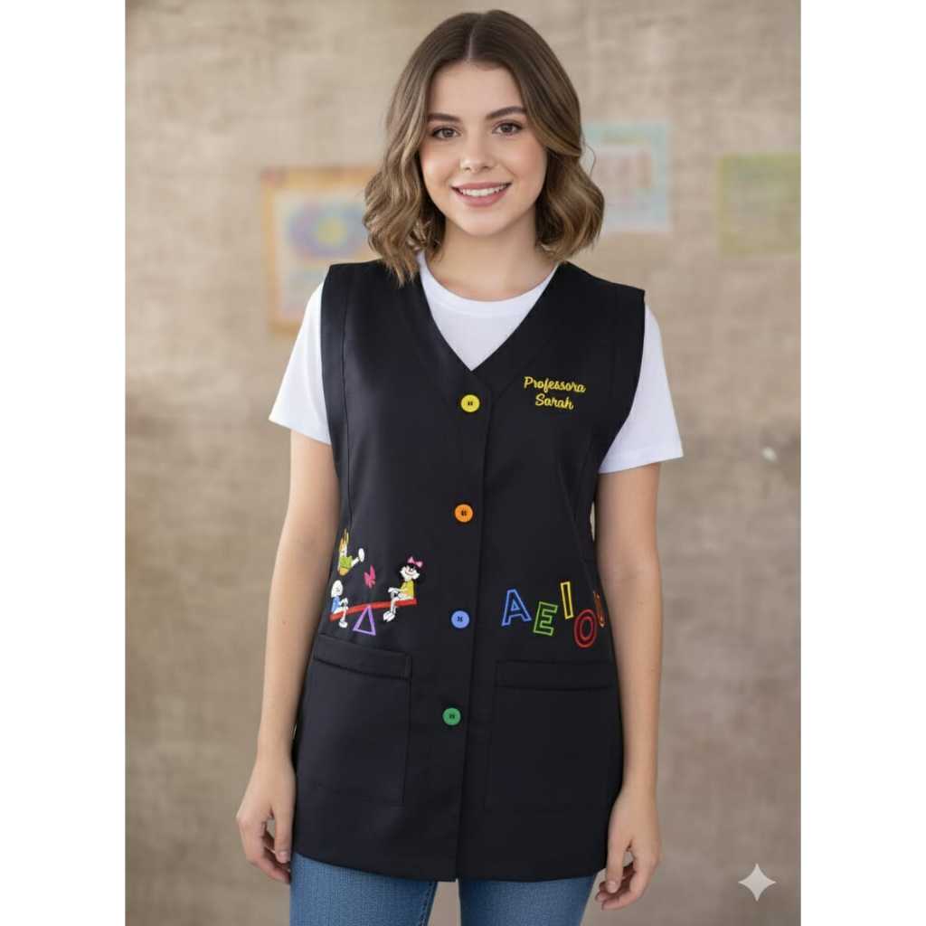 Jaleco/ Blusa Professora  Parque e letras com nome em Oferta na Shopee
